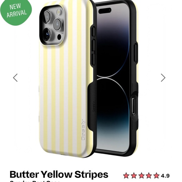 Casely iPhone 16Pro Butter Yellow Stripes Phone Case Sunday Best. - Picture 2 of 5
